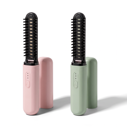 Quiet Gloss cordless anti-frizz brush in Pink and Sage Green
